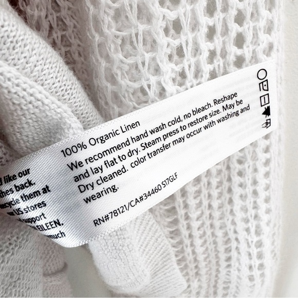 Eileen Fisher Linen Knit Mesh Overlay Tiered Layered Sweater Top White Size XXS - Picture 8 of 12